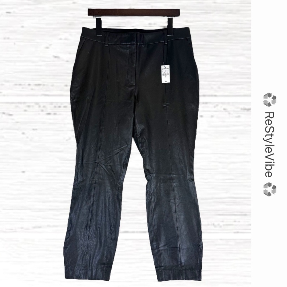 EXPRESS Women’s Size 12 Pants Cropped High Rise Fit Vegan Faux Leather Style NWT